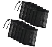 12 Pcs Nylon Storage Mesh Bags, 15cm X 19cm Small Drawstring Bag, Small Mesh Bags, Mesh Drawstring Bag Portable Nylon Storage Bags for Lipstick Cosmetic Jewelry, Black