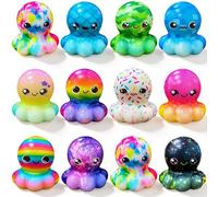 12 PCS Octopus Fidget, Kawaii Mini Octopus, Soft Stress Relief, Slow Pressure Tool, Improving Focus, Sensory Fidgetts for Autism, Stress Fidget for Boys Girls Party Birthday Gift Party Bag Fillers