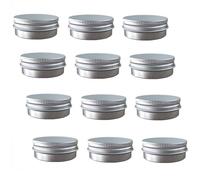 12 pcs of 2 Oz,60 ML Gram Jar Cosmetic Sample Silver Aluminum Tins Empty Slip Slide Round Containers With Tight Sealed Twist Screwtop Cover Small Ounce for Lip Balm,Cosmetic,Candles,Salve,Make Up,Eye