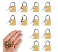 12 Pcs Padlocks with Keys, Long Shackle Padlocks, Small Padlocks with Keys | Security Padlocks Outdoor, Key Padlock for Shed Fence Garage Gym Locker Padlocks,20mm,mini padlock, Durable Brass-like Finish