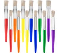 12 PCS Paint Brushes Multi Color Paint Brushe Natural Bristles Painting Bristle Brushes Colorful Paints Set Long Handle Painting Stencil Accessories for Watercolor Oil Acrylic Paints