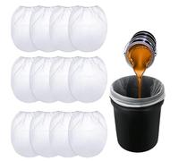 12 Pcs Paint Filter Strainer Bags, White 1 Gallon Nylon Mesh Filtering Bag With Elastic Top, for Sieves Screen for Buckets, for Spraying,Ink And Gardening Hydroponics