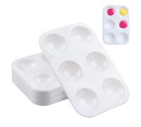 12 Pcs Paint Mixing Palette Tray, Mini Rectangular White Watercolour Palette with 6 Wells, Reusable Plastic Painting Palette for Painting Arts And Crafts Painting Craft Work Gouache| 8.3 X 12.0 cm