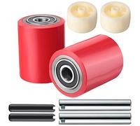 12 Pcs Pallet Jack/Truck Load Wheels Full Set with Bearings Axles and Entry Exit Roller, Red