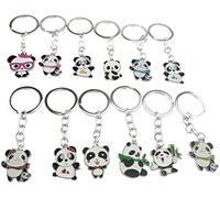 12 Pcs Panda Keychain,Cute Mini Cartoon Metal China National Treasure Key Ring Key Chain for Door Car Kid Toy Ornament Souvenirs