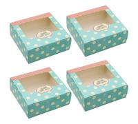 12 Pcs Paper Treat Boxes Candy Sweet Box Empty Gift Packaging Boxes Bakery Pastry Biscuit Box Cupcake Muffin Wrapping Cases with Clear Window for Christmas Birthday Wedding Green