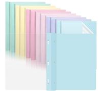 12 PCS Pastel Plastic Report Covers with 3 Prongs Clear Front Presentation Folders 3 Prong Folders for Resume Portfolio Document Report Letter Proposal School Classroom Office Supplies (Pastel)