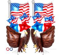 12 Pcs Patriotic Balloons, Eagle American Flag Balloon, 4th of July Balloons, Star Foil Balloon for Independence Day Memorial Day Party Supplies (Eagle and American Flag and Star)