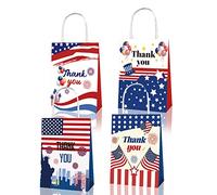 12 Pcs Patriotic Gift bags With Handle,4th of July Party Thank You Bags,American Flag Memorial Day Treat Bag