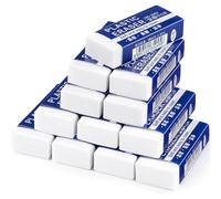 12 PCS Pencil Erasers, Classic Eraser, White Plastic Rubbers, Erasers for Schools, Offices, Sketches, Paintings, Arts