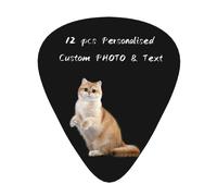 12 pcs Personalised Guitar Picks with Your Photo Text Custom Guitar Plectrum Set - with A Storage Box & 4 x 0.46mm & 4 x 0.71mm & 4 x 0.96mm