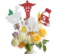 12 Pcs Pharmacist Themed Centerpiece Sticks,Pharmacy School Graduation Party Decor, Congrats Pharmacist,Pharmacy Week & Retirement Party Decor Supplies Red Silver