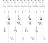 12 Pcs Picture Rail S“ Molding Hooks for Hanging,with Clear Nylon Cord | Adjustable Picture Rail Hangers Hooks with Clear Nylon Cord，for Art & Photos，for Exhibition and Gallery Wall Display