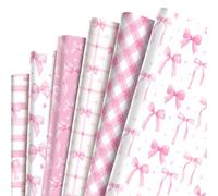 12 Pcs Pink Bow Wrapping Paper Sheets 69x50cm,Gift Wrapping Paper,Recyclable romantic Pink Bow Wrapper for Women Girls Birthday Party Gift Wrap Boxes Decoration