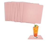 12 PCS Pink Double Sided Leather Coasters, Waterproof Non Slip Heat Resistant Square Drink Coasters for Home Decor Outdoor Garden Tables, Housewarming Gift New Home Essentials