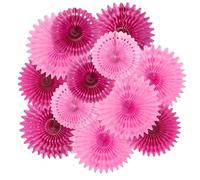 12 Pcs Pink Paper Party Decorations, Barbie Party Decorations, Hanging Paper Fans Pink Birthday Decoration for Birthdays Wall Ceiling Decor Wedding Baby Shower Neon Parties