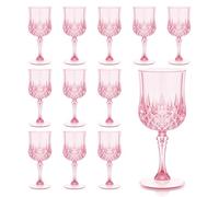12 Pcs Pink Wine Glasses, Plastic Disposable Goblets Champagne Cups Drinking Glasses for Parties, Daily Home Use, Hotel, Bar, Restaurant, Lounge Use, Weddings or Grand Events (Pink)
