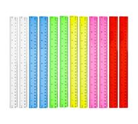 12 Pcs Plastic Ruler Set 30cm/12in Colorful Transparent Straight Measuring Ruler, Shatterproof Long Clear Rulers for Student Classroom School Office Home