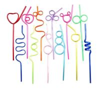12 Pcs Plastic Straws, Silly Straws, Colorful Curly Straw for Kids, Multi-Shaped PVC Colourful Drinking Creative Reusable Party Straw Plastic, for Friends' Gathering Birthday Camping Use