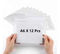 12 Pcs Plastic Wallets Folders A6 Plastic Zipper Lock Document Wallet Holder Extra Thick Water Proof Zipper Bags
