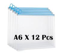 12 Pcs Plastic Wallets Folders A6 Plastic Zipper Lock Document Wallet Holder Water Proof Zipper Bags For Office School