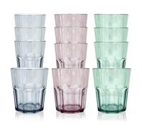 12 PCS Plastic Wine Glasses,Drinking Glasses Reusable,270 Ml Picnic Glasses,Stackable Glasses Drinking and Plastic Cups are Perfect for Picnics,Barbecues, Poolside Activities, Camping, and Parties