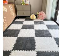 12 Pcs Plush Interlocking Carpet Tiles,Anti-Slip EVA Foam Interlocking Tiles for Floor, Nursery, 30x30cm (C)