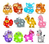 12 PCS Pop Fidget Toys Party Bag Fillers Kids, Bulk Mini Pop Keychain, Pop Party Favours Stocking Fillers Party Bag, Lucky Dip Prizes for Kids Birthday Toy, Classroom Prizes Student Gifts Fillers