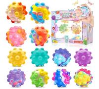 12 Pcs Pop Stress Ball Fidget Toys, 3D Push Bubbles Silicone Bubbles Balls Squeeze Pressure Ball Toy Anti Anxiety Relieve Stress Fit Adults Hand Exercise (Random Color)