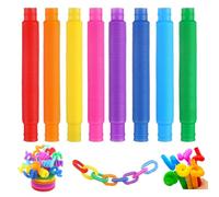 12 Pcs Pop Tubes Sensory Fidget Toys, Stress Relief Toys Colourful for Children or Adults, Autism and Special Needs for Reducing Anxiety and Stress