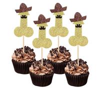 12 Pcs Prank Bachelorette Party Cake Cupcake Topper Decoration Gender Glitter Pick for Hen Bridal Shower Engagement Supplier Favor Game Tool Decor Set H17