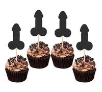 12 Pcs Prank Bachelorette Party Cake Cupcake Topper Decoration Gender Glitter Pick for Hen Bridal Shower Engagement Supplier Favor Game Tool Decor Set Y9