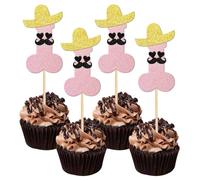 12 Pcs Prank Bachelorette Party Cake Cupcake Topper Decoration Gender Glitter Pick for Hen Bridal Shower Engagement Supplier Favor Game Tool Decor Set H18