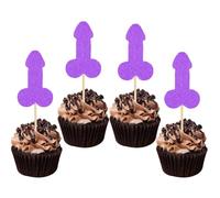 12 Pcs Prank Bachelorette Party Cake Cupcake Topper Decoration Gender Glitter Pick for Hen Bridal Shower Engagement Supplier Favor Game Tool Decor Set Y6