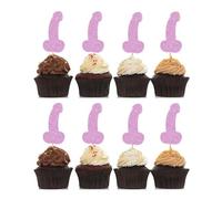 12 Pcs Prank Bachelorette Party Cake Cupcake Topper Decoration Gender Glitter Pick for Hen Bridal Shower Engagement Supplier Favor Game Tool Decor Set Y39