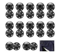 12 Pcs Press Studs for Clothing, Versatile Sew Press Studs, Poppers Fasteners Brass Metal Flat Head Style, for School Uniforms Wallets Handbags Clothes Shoes DIY Craft Sewing Clothing (Black 21mm)