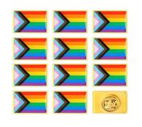 12 PCS Pride Badge & Progress Flag Reusable Rainbow Brooch Pin for LGBT, Rainbow Flag Enamel Pins for Lapel, Bags, Hats, Pride Decorations