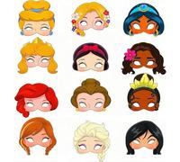 12 pcs princess Mask Masquerade kids Theme Party,Paper Party Masks for Bag Fillers,Card Masks Costumes Favors kids Cosplay Mask for Boys Girls Christmas Birthday Decorations