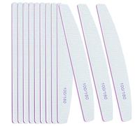 12 PCS Professional Nail Files 100/180 Grit, Four of Each, Nail Buffer Files Double Sided Emery Board Manicure Tools for Home and Salon (White)