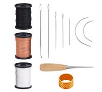 12 Pcs Professional Upholstery Repair Kit with Heavy Duty Nylon Thread, 7 Hand Sewing Needles, Piercing Awl and Thimble - Versatile Leather Sewing Kit for Furniture, Canvas, Carpet, Leather Craft