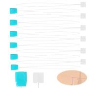 12 Pcs Punch Needle Threaders, Stainless Steel Punch Needle Threader Wire Long Hand Sewing Tool for Embroidery, Cross Stitch & DIY Crafts (White, Blue, 20 cm)