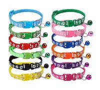 12 PCS Puppy Collars,Paw Print Whelping Quick Release Buckle Adjustable Leash Pet Safety Collars for Puppies and Cats,Breakaway Dog Collar, Quick Release Cat Collar