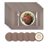12 pcs PVC Placemats + Coasters, Non-Slip Table Mats Set of 6, Washable Heat Resistant Placemats, Easy to Clean Table-Place Mats for Kitchen Dining Home Restaurant