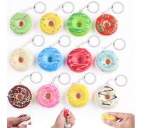 12 Pcs Rainbow Donut Stress Ball Mini Squishy Slow Rising Toys Keychain | Mini Rainbow Foam Doughnut Squishy, Donut Stress Ball Slow Rising Toys, With Keychain For Backpack Party Favors