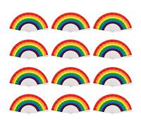 12 Pcs Rainbow Folding Fans, Gay Pride Handheld Foldable Fans LGBTQ Pride Month Accessories Summer Stuff Colorful Decoration for Parade Event Performance Festival Party, Music Festival