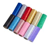 12 Pcs Rainbow Glitter Tulle Rolls, Colors Assorted 6 in X 10 Yards Glitter Tulle Rolls with Shiny Sequin Fabric for Decoration Crafting Wedding Birthday DIY Projects Ribbon