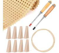 12 Pcs Rattan Repair Kit with Cane Webbing Roll, 3/16 Inch Rattan Webbing, 2 Caning Chisel, 8 Wooden Wedges, Furniture Caning Repair Supplies for Chair, Cabinet, Basket and Home Repair