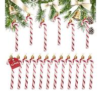 12 Pcs Red Christmas Candy Cane Decorations for Tree- 13cm Xmas Tree Decorations,Small Plastic Xmas Candy Cane Striped Hanging Ornaments for Decor(12, Red)