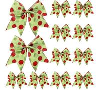 12 Pcs Red Green Christmas Bows Decoration 6 Inch Large Christmas Wreaths Bows Xmas Tree Dot Ribbons Ornaments for Garland Wedding Party(Red and Green,Glitter Pattern)