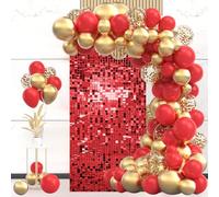 12 Pcs Red Shimmer Wall Backdrop Panels for Party, MSDADA 3 FT x 4 FT Red Sequin Backdrop for Birthday Graduation Home Party Decorations Anniversary Decor